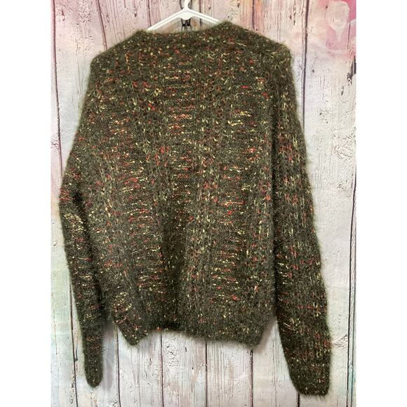 NEW Molly Bracken Olive Green Multi Size S/M Sweater Fuzzy Knit - Picture 5 of 11